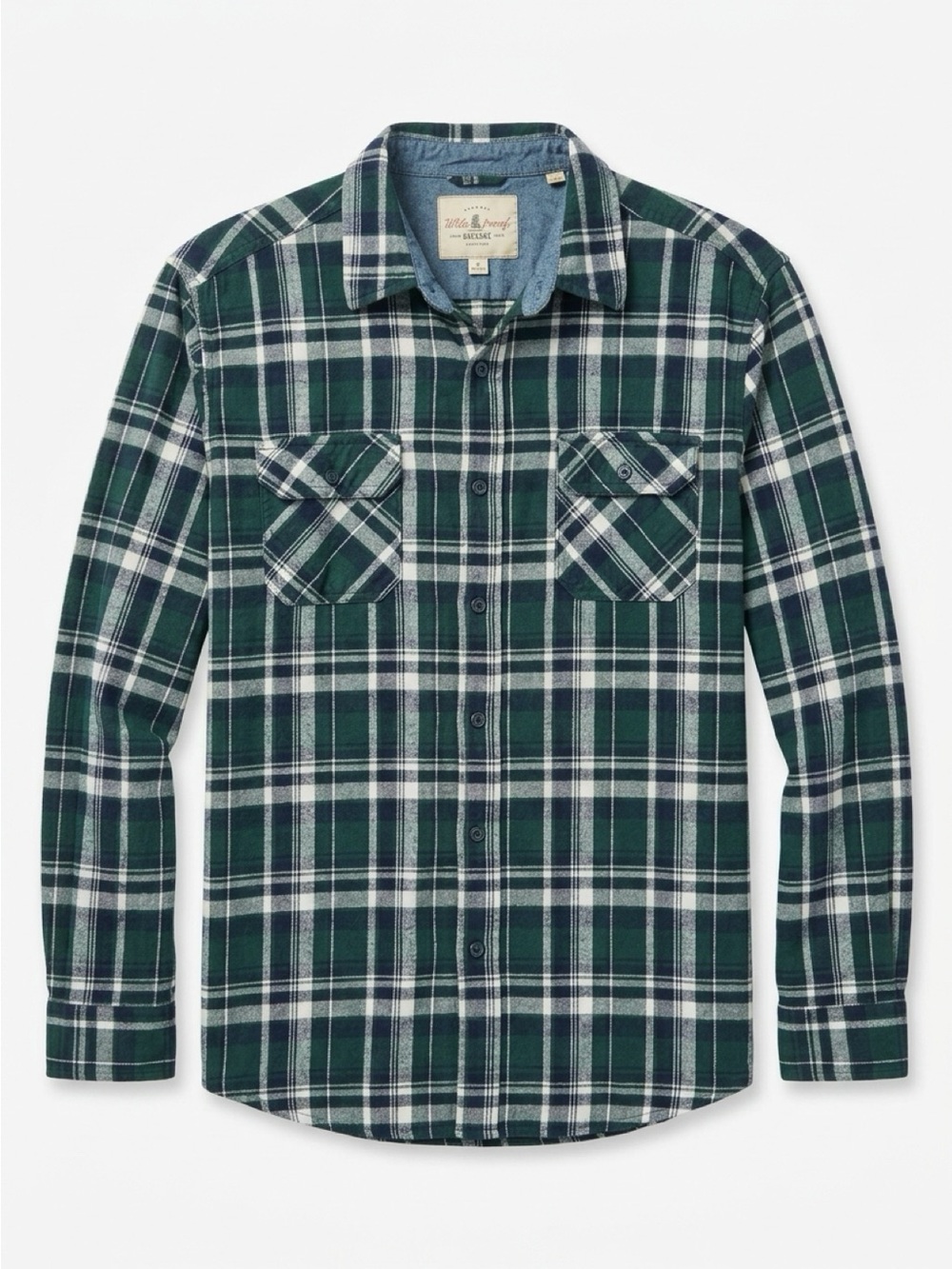 Weatherproof Green and White Plaid Shirt